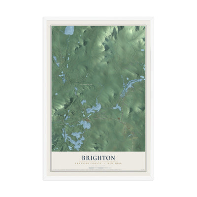 Map of Brighton, Franklin County, New York, 12 x 18 inch print in a white wood frame