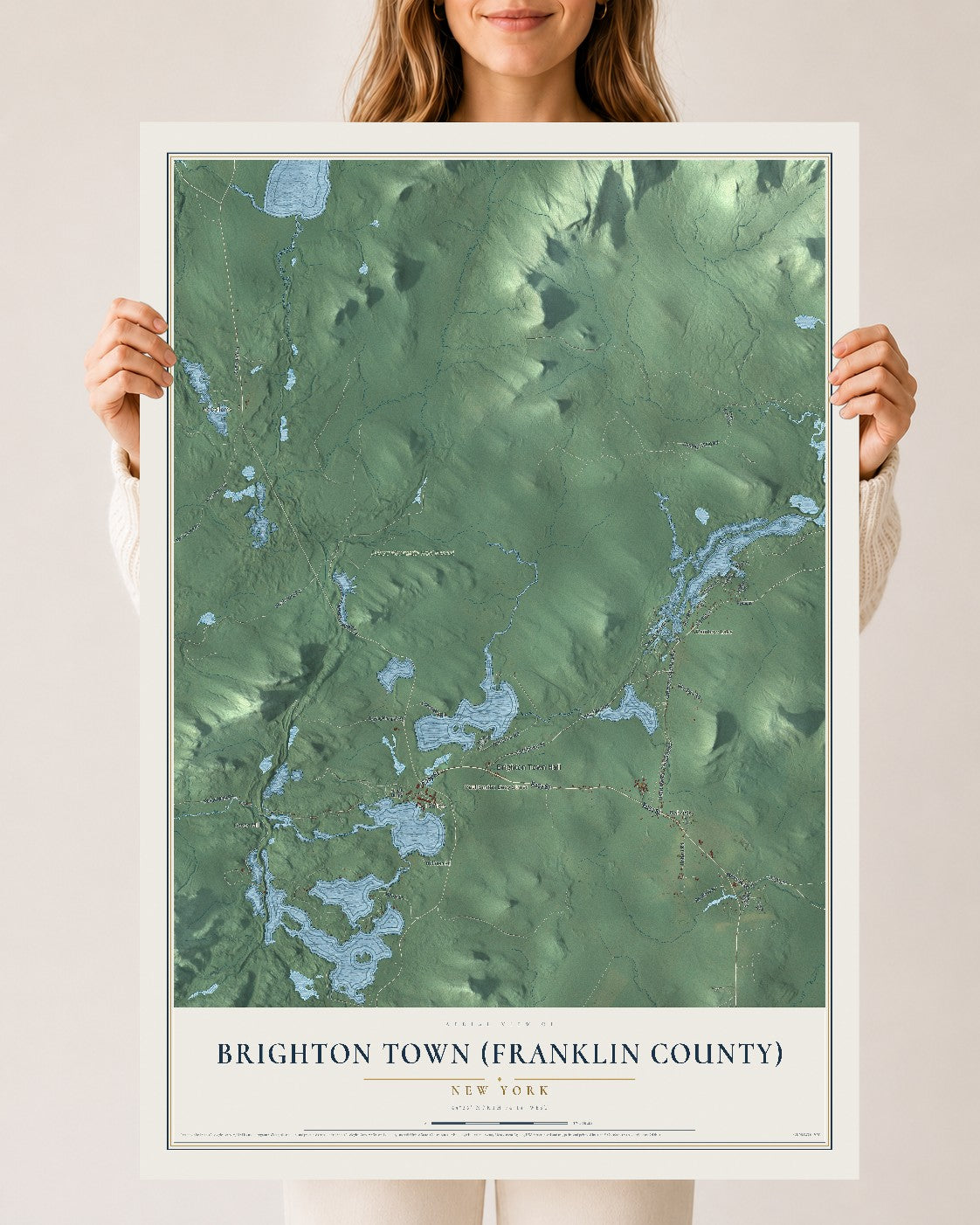 Brighton Town (Franklin County), New York map print, 24" x 36" Archival Matte Print mockup