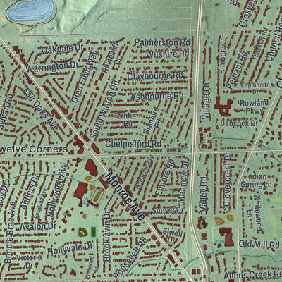 Close-up 1 of the Brighton Town (Monroe County), New York map artwork