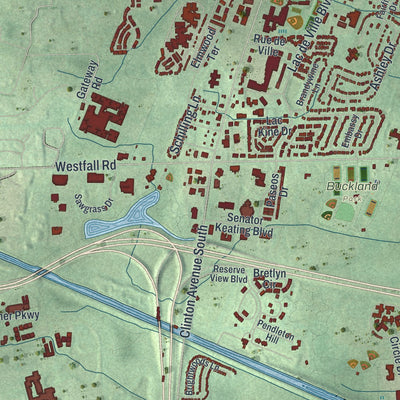 Second close-up of the map of Brighton, Monroe County, New York print showing more streets and buildings