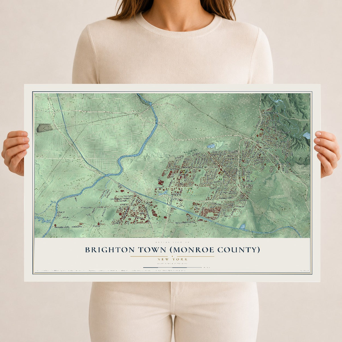Brighton Town (Monroe County), New York map print, 12" x 18" Archival Matte Print mockup