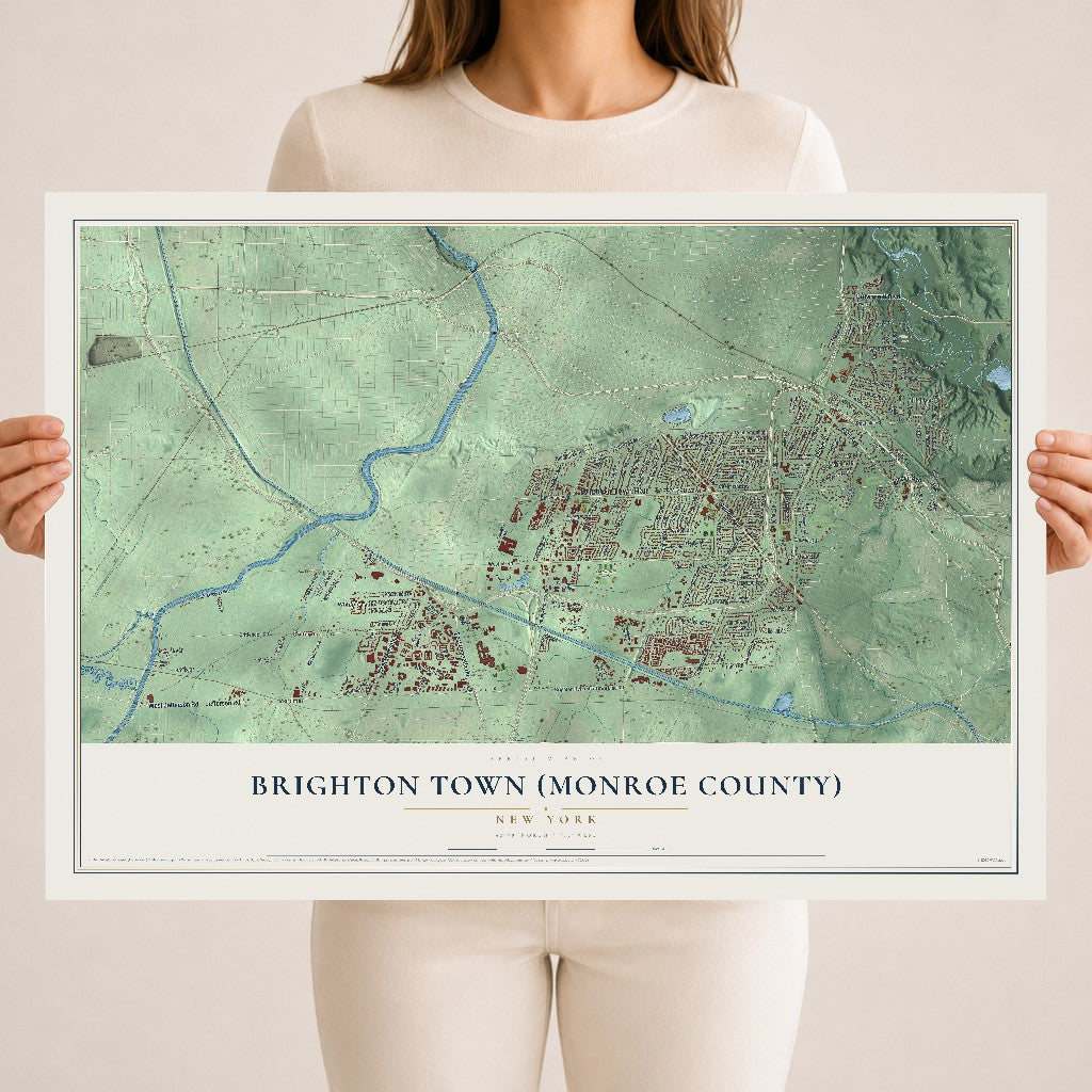 Brighton Town (Monroe County), New York map print, 18" x 24" Archival Matte Print mockup