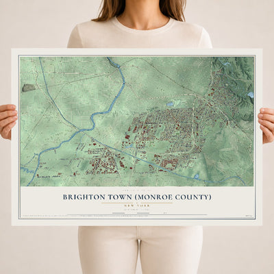 Brighton Town (Monroe County), New York map print, 18" x 24" Archival Matte Print mockup