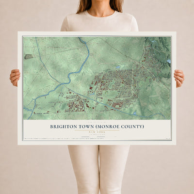 Brighton Town (Monroe County), New York map print, 24" x 36" Archival Matte Print mockup