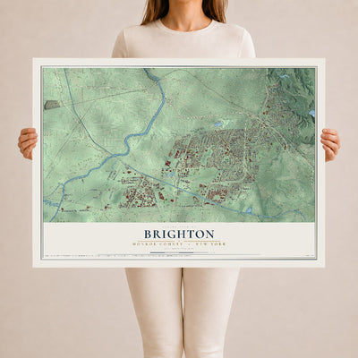 Map of Brighton, Monroe County, New York, 24 x 36 inch unframed archival matte print