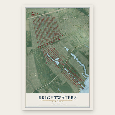 Brightwaters, New York map print, the full design