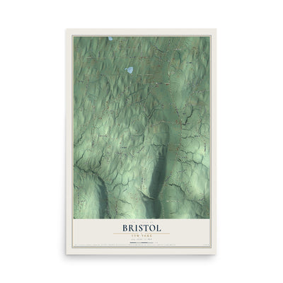 Bristol, New York map print, 12" x 18" Archival Matte Print mockup