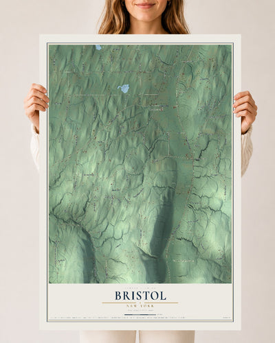 Bristol, New York map print, 24" x 36" Archival Matte Print mockup