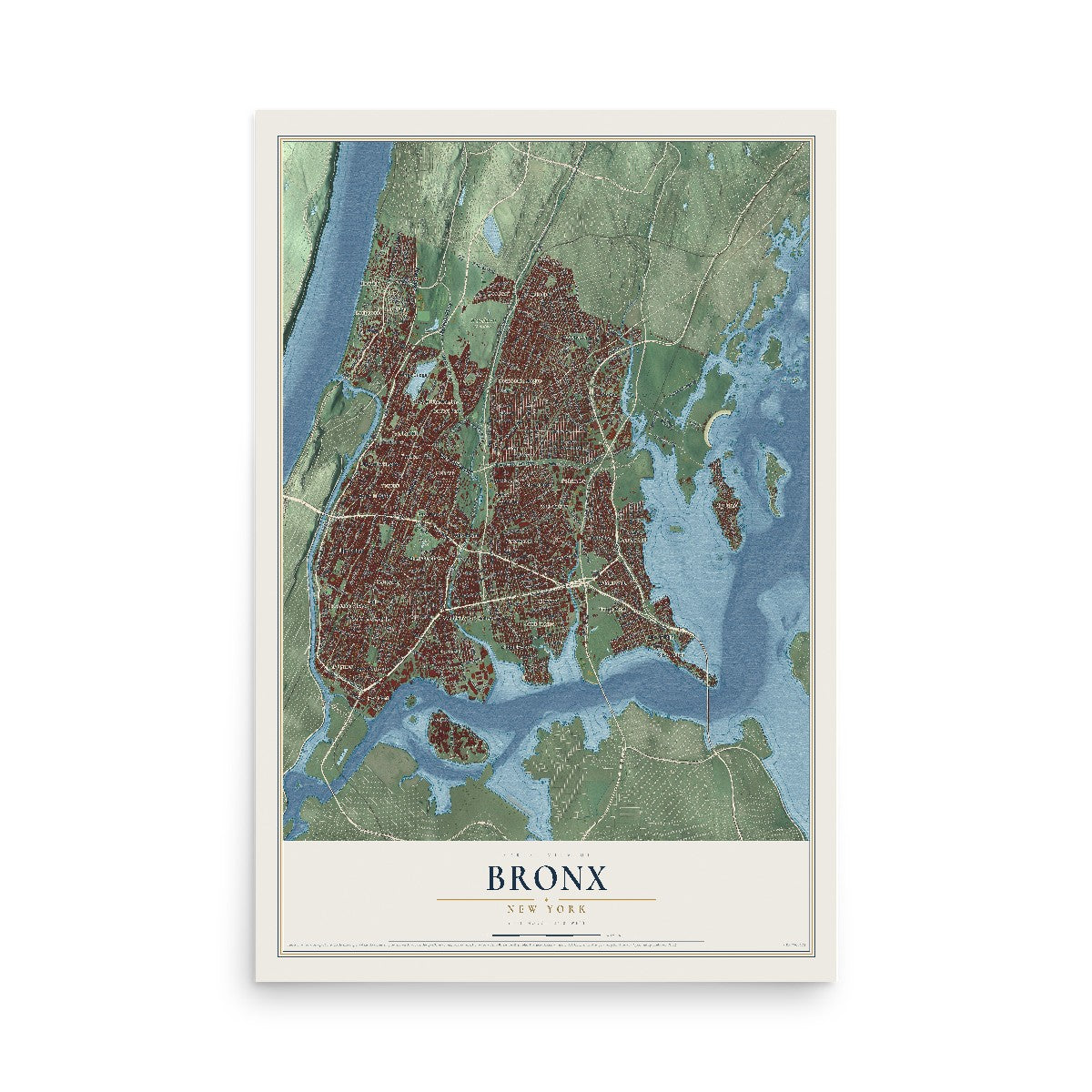 Bronx, New York map print, 12" x 18" Archival Matte Print mockup