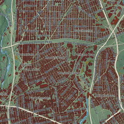 Close-up 1 of the Bronx, New York map artwork