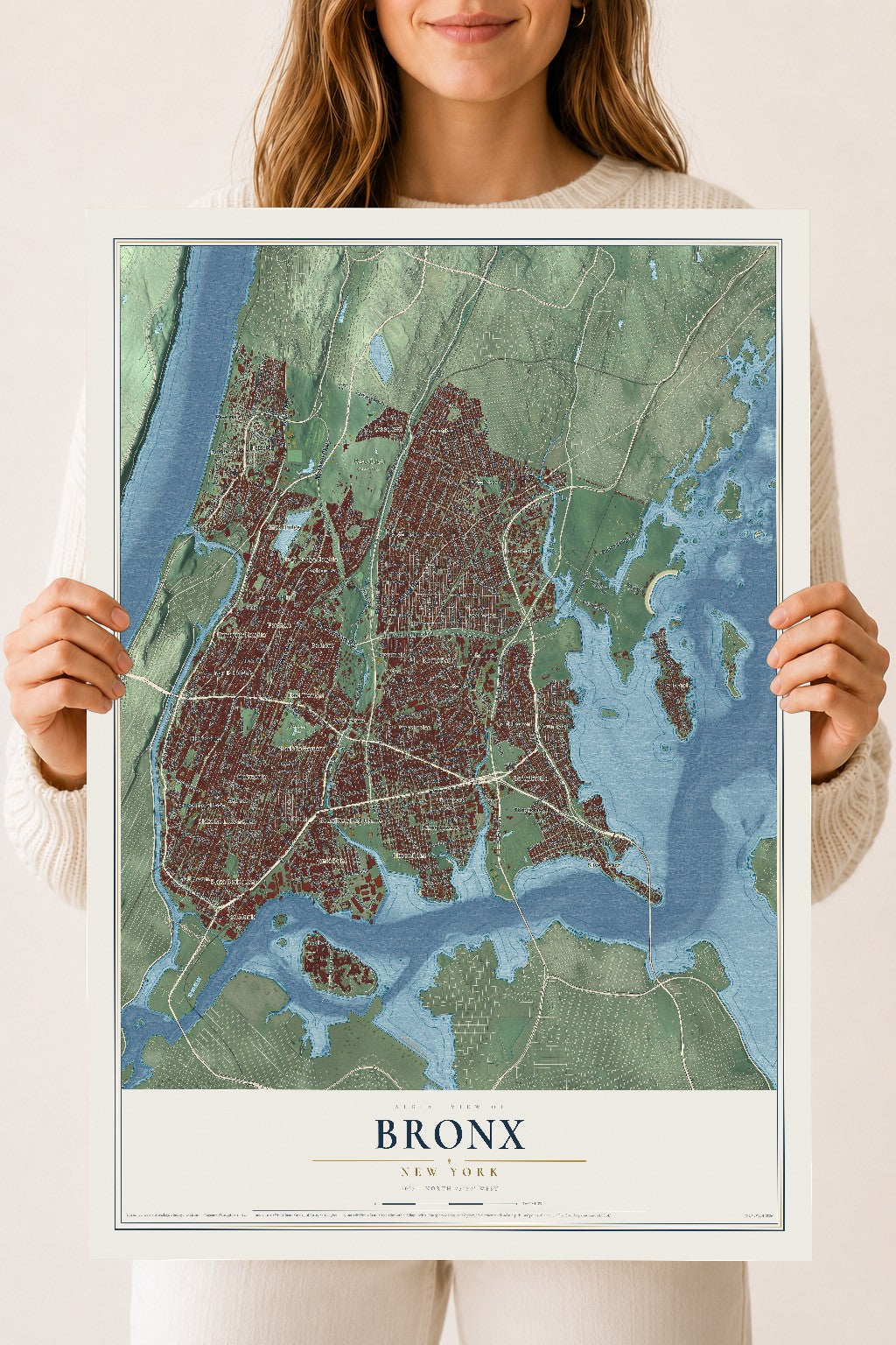 Bronx, New York map print, 18" x 24" Archival Matte Print mockup