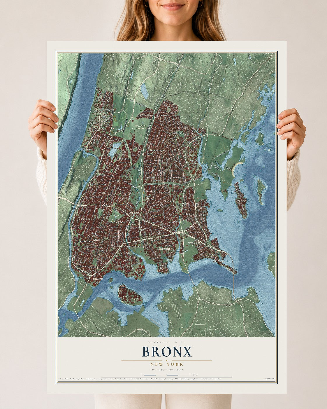 Bronx, New York map print, 24" x 36" Archival Matte Print mockup