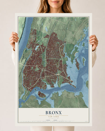 Bronx, New York map print, 24" x 36" Archival Matte Print mockup