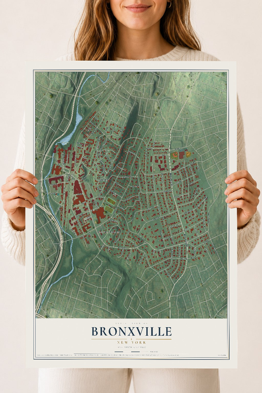 Bronxville, New York map print, 18" x 24" Archival Matte Print mockup