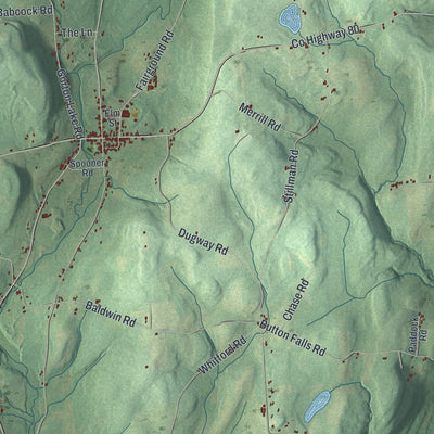 Close-up 1 of the Brookfield, New York map artwork