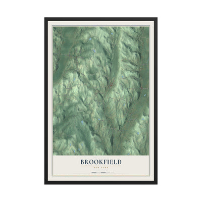 Brookfield, New York map print, 12" x 18" W/ Black Ayous Wood Frame mockup