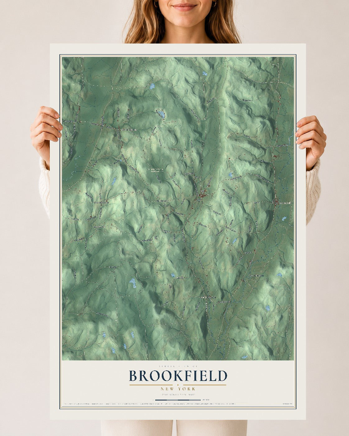 Brookfield, New York map print, 24" x 36" Archival Matte Print mockup