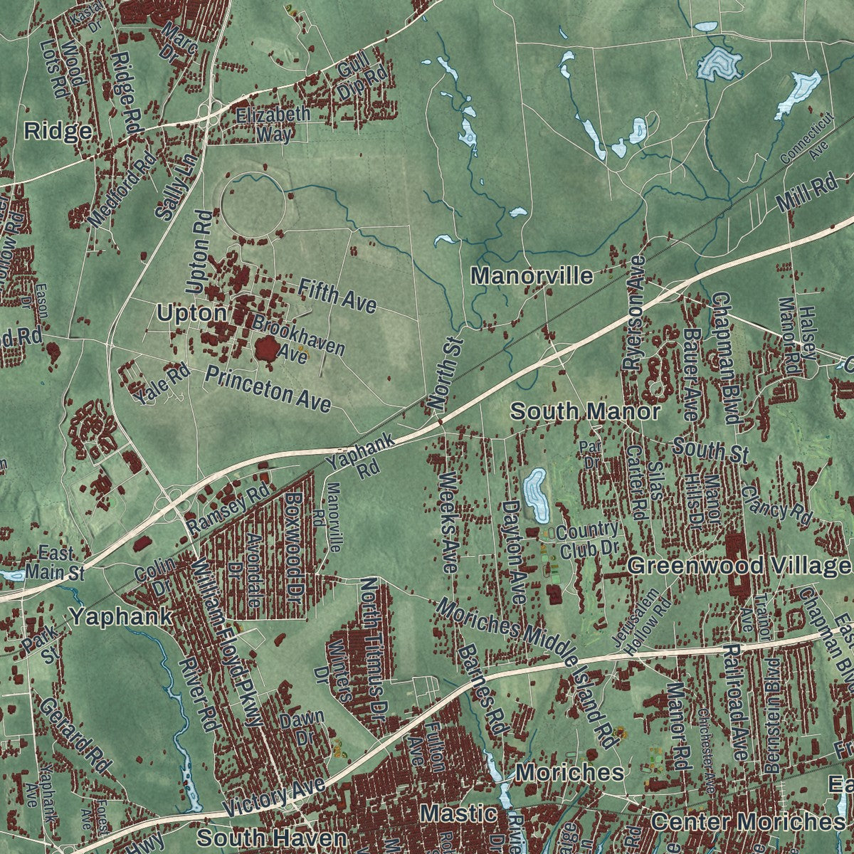 Close-up 2 of the Brookhaven, New York map artwork