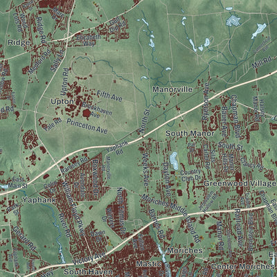 Close-up 2 of the Brookhaven, New York map artwork