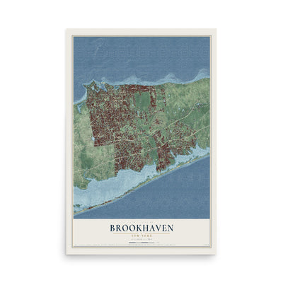 Brookhaven, New York map print, 12" x 18" Archival Matte Print mockup