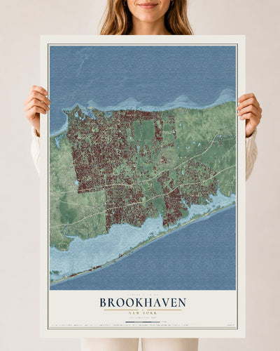 Brookhaven, New York map print, 24" x 36" Archival Matte Print mockup