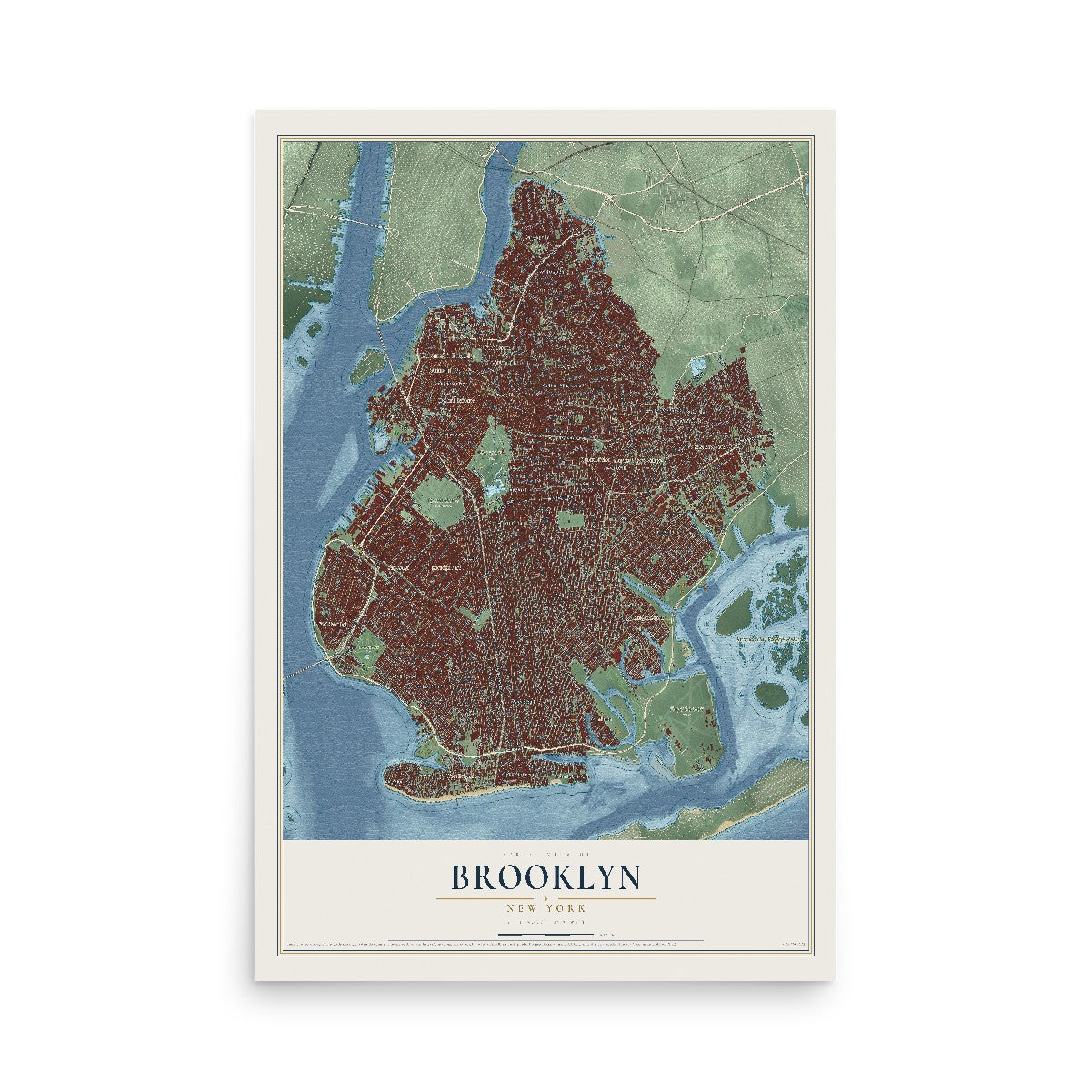 Brooklyn, New York map print, 12" x 18" Archival Matte Print mockup
