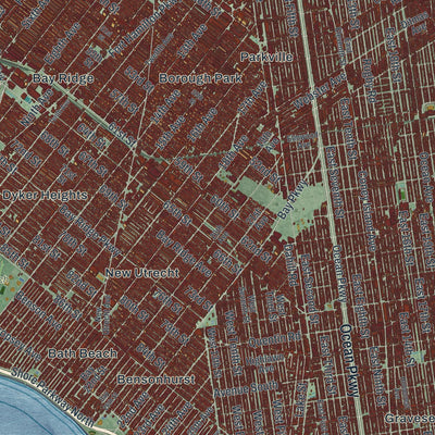 Close-up 2 of the Brooklyn, New York map artwork