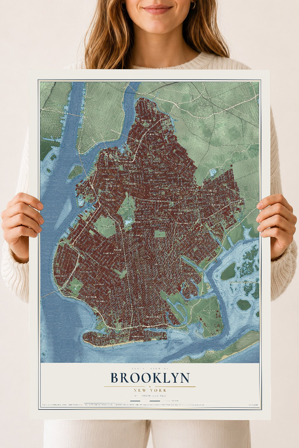 Brooklyn, New York map print, 18" x 24" Archival Matte Print mockup