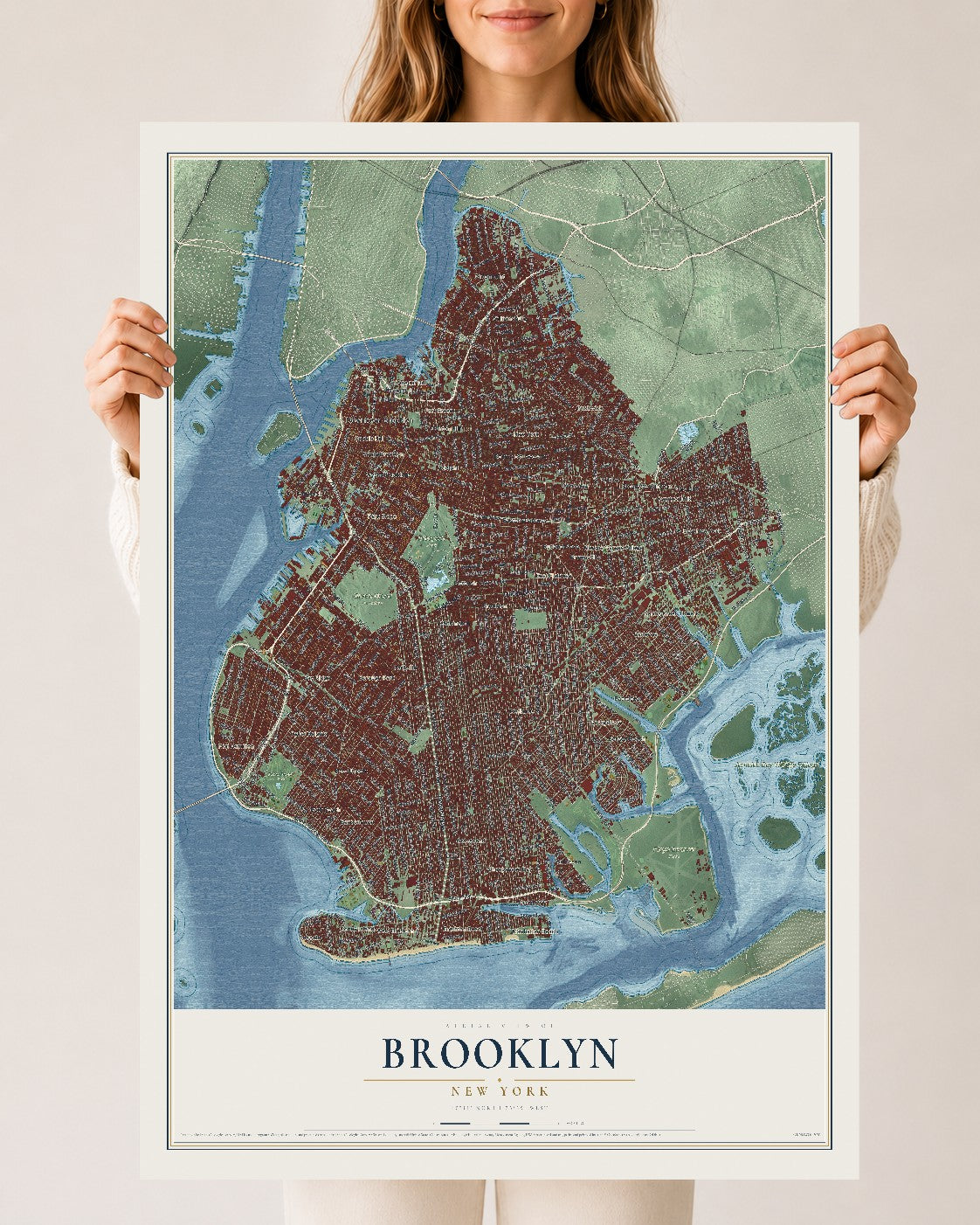 Brooklyn, New York map print, 24" x 36" Archival Matte Print mockup