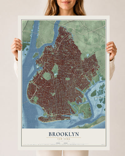 Brooklyn, New York map print, 24" x 36" Archival Matte Print mockup