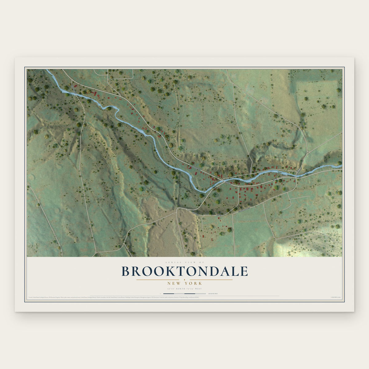 Brooktondale, New York map print, the full design