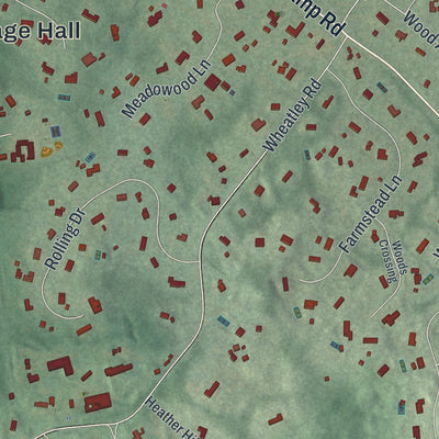 Close-up of the map of Brookville, New York print showing street and building detail