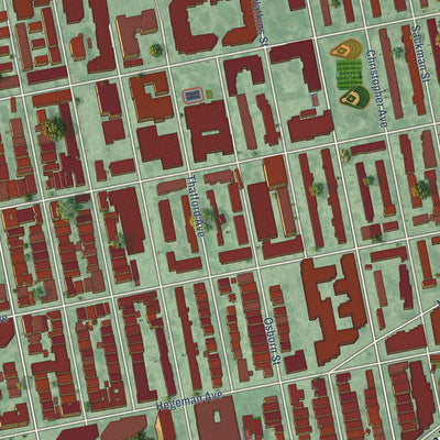 Close-up of the map of Brownsville, New York print showing street and building detail