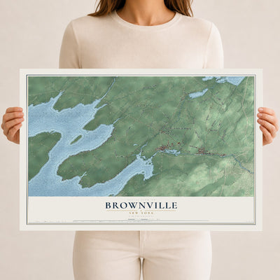 Brownville, New York map print, 12" x 18" Archival Matte Print mockup