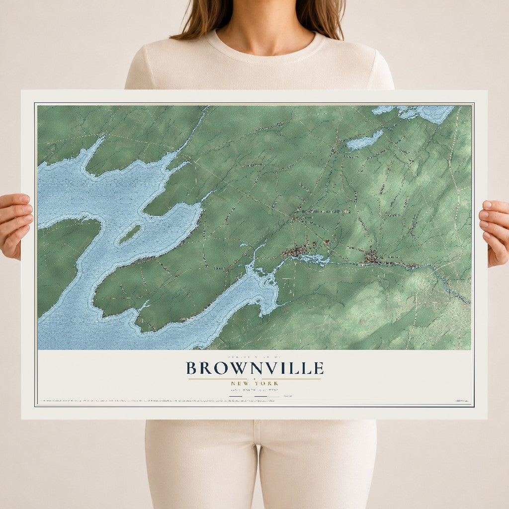 Brownville, New York map print, 18" x 24" Archival Matte Print mockup