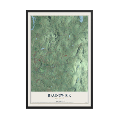 Brunswick, New York map print, 12" x 18" W/ Black Ayous Wood Frame mockup
