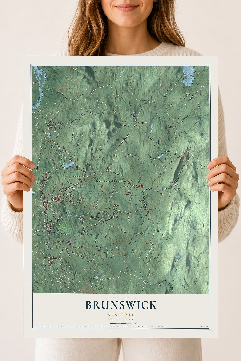Brunswick, New York map print, 18" x 24" Archival Matte Print mockup