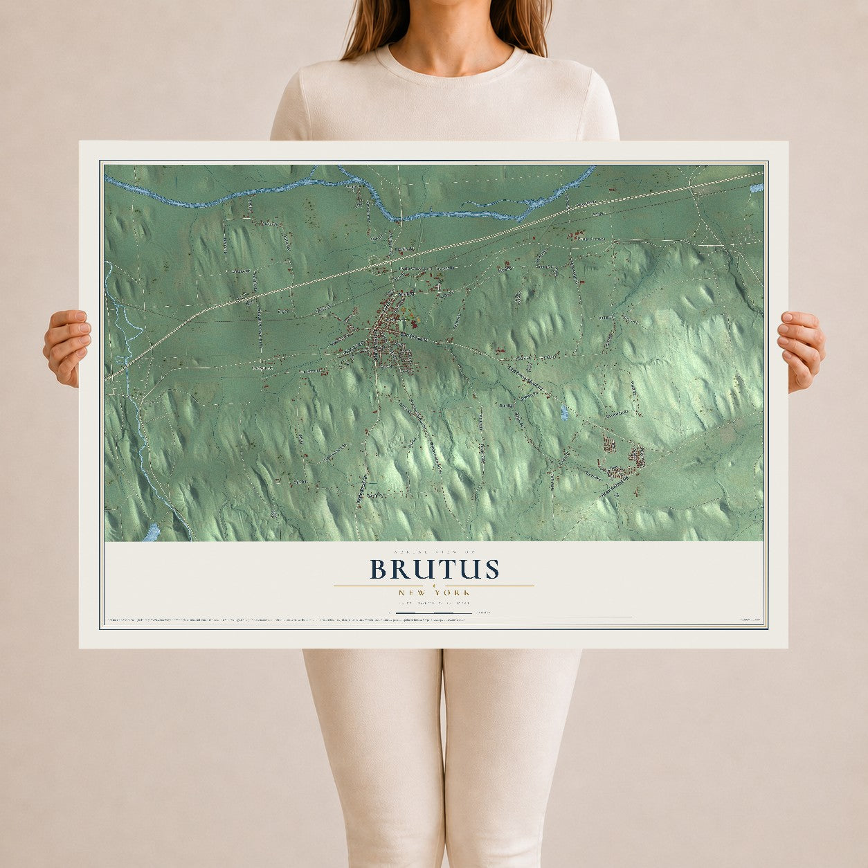 Brutus, New York map print, 24" x 36" Archival Matte Print mockup