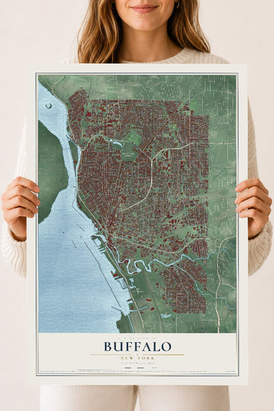 Buffalo, New York map print, 18" x 24" Archival Matte Print mockup