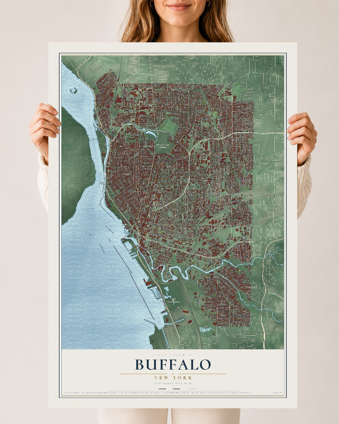 Buffalo, New York map print, 24" x 36" Archival Matte Print mockup