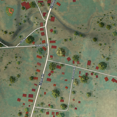 Close-up of the map of Burdett, New York print showing street and building detail