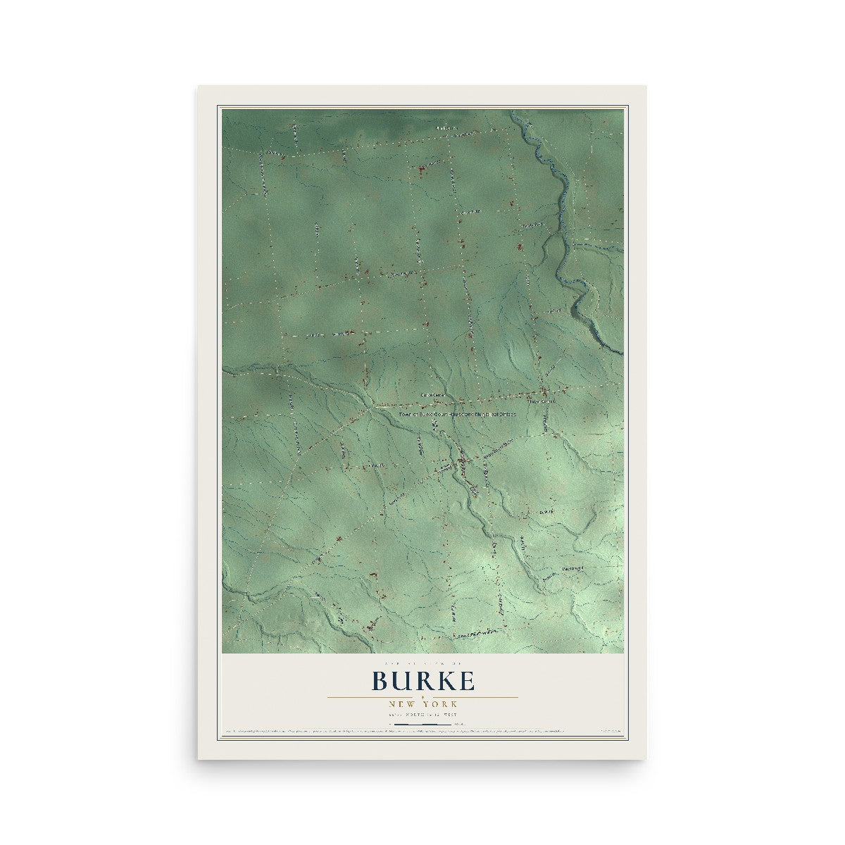 Burke, New York map print, 12" x 18" Archival Matte Print mockup