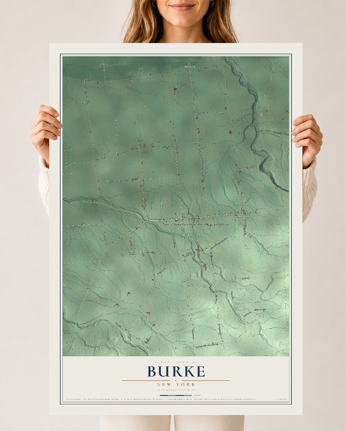 Burke, New York map print, 24" x 36" Archival Matte Print mockup