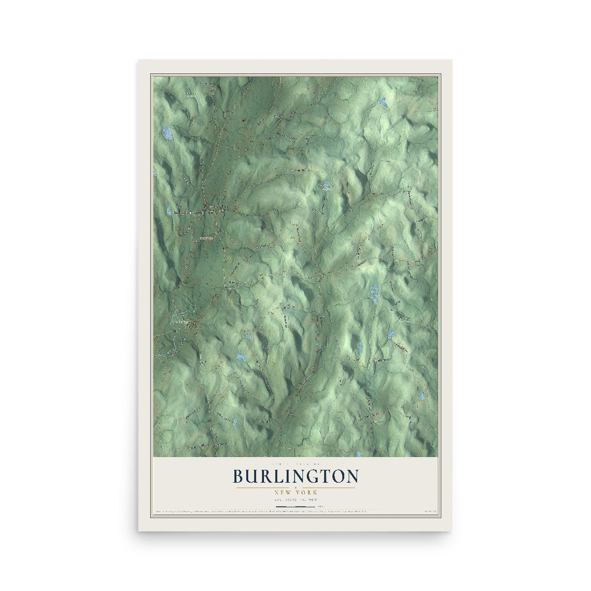 Burlington, New York map print, 12" x 18" Archival Matte Print mockup