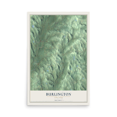 Burlington, New York map print, 12" x 18" Archival Matte Print mockup