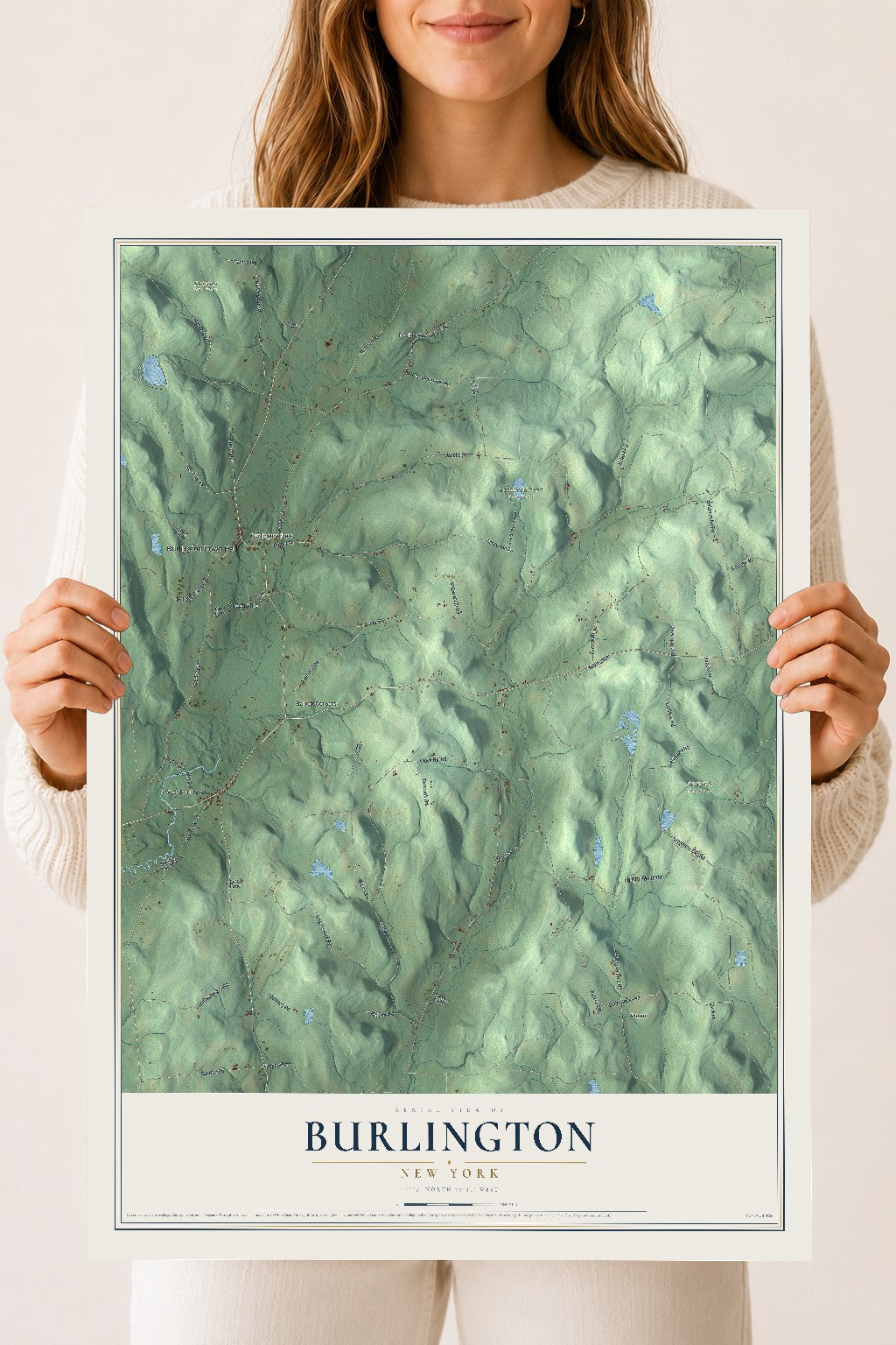 Burlington, New York map print, 18" x 24" Archival Matte Print mockup