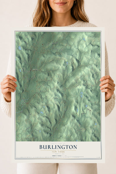 Burlington, New York map print, 18" x 24" Archival Matte Print mockup