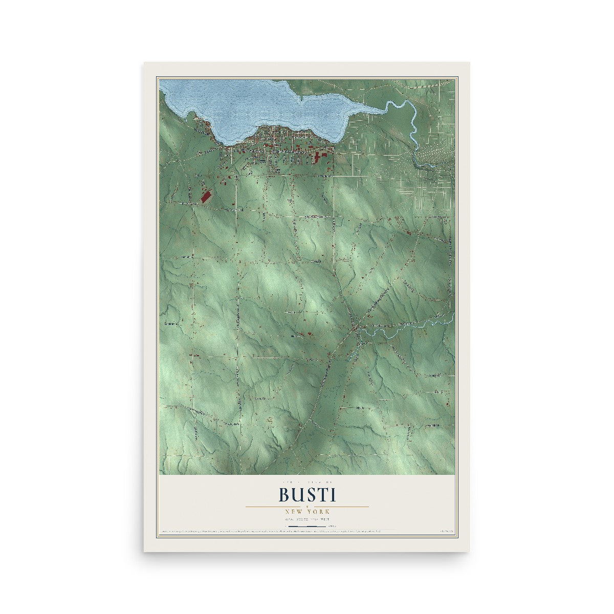 Busti, New York map print, 12" x 18" Archival Matte Print mockup