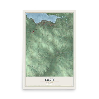 Busti, New York map print, 12" x 18" Archival Matte Print mockup