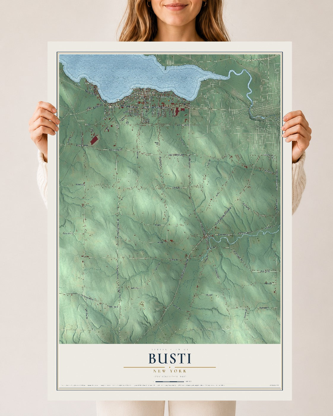 Busti, New York map print, 24" x 36" Archival Matte Print mockup